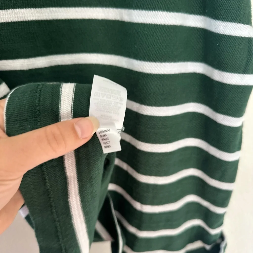 LOFT Dark Green and White Striped Sleeveless Tank - Picture 4 of 7